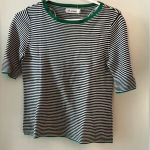 Striped Short Sleeve Tee with Green Accents